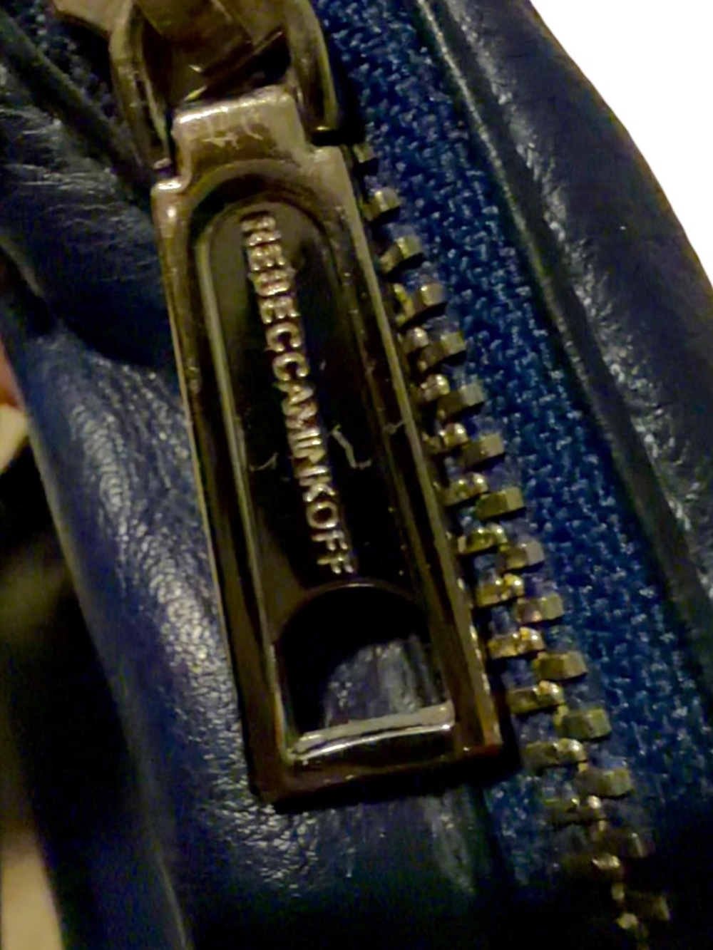 Rebecca Minkoff Dark Blue Leather MAC Crossbody Shoulder Bag Chain Strap - Picture 7 of 13